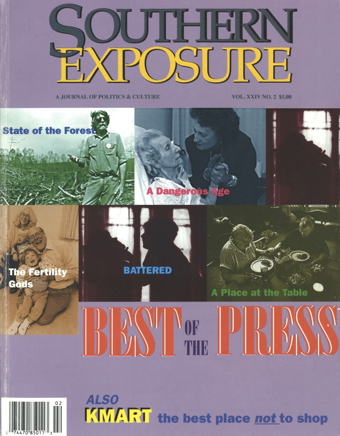 Magazine cover with photos from various newspaper articles against a purple background; text reads Best of the Press