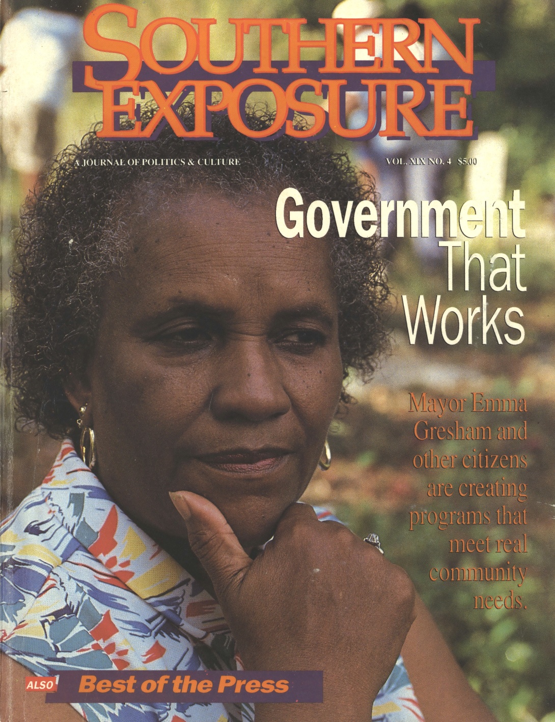 Magazine cover with photo of older Black woman, text reads "Government That Works"