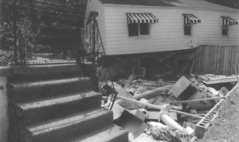 Destruction in a manufactured home neighborhood