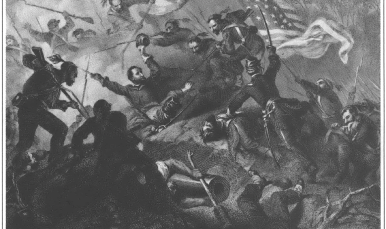painting of Civil War battle