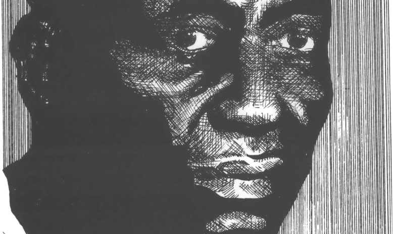 Drawing of portrait of Black man, somber 