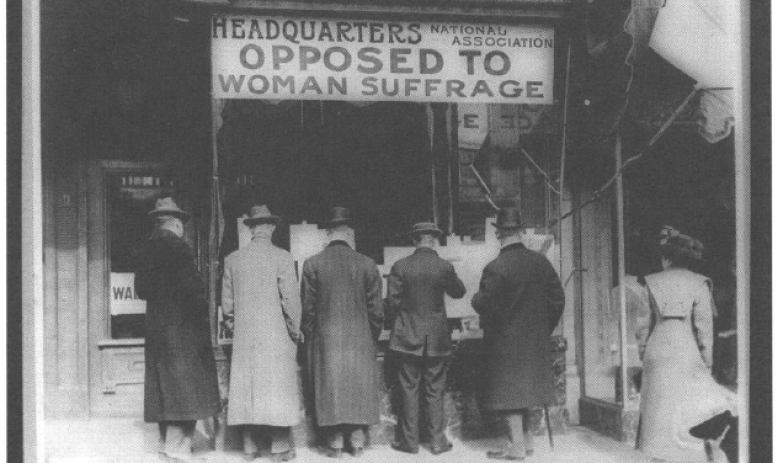 Historical photo of headquarters of organization opposed to women's suffrage