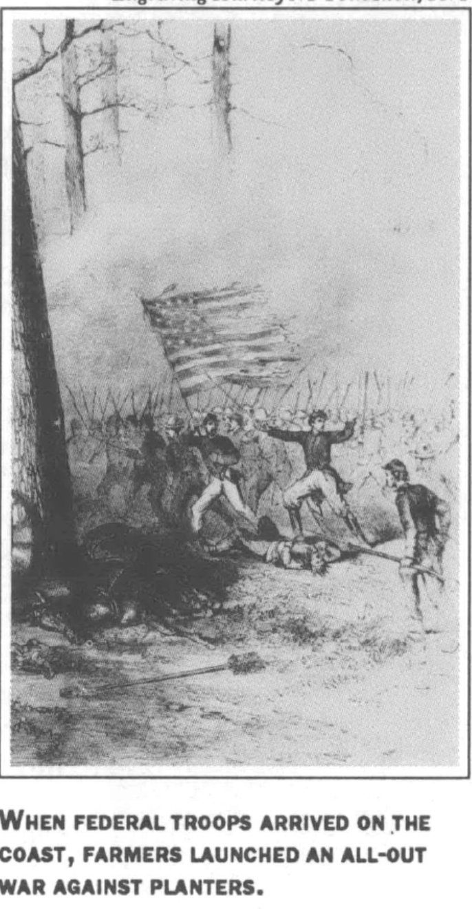 painting of troops holding U.S. flag