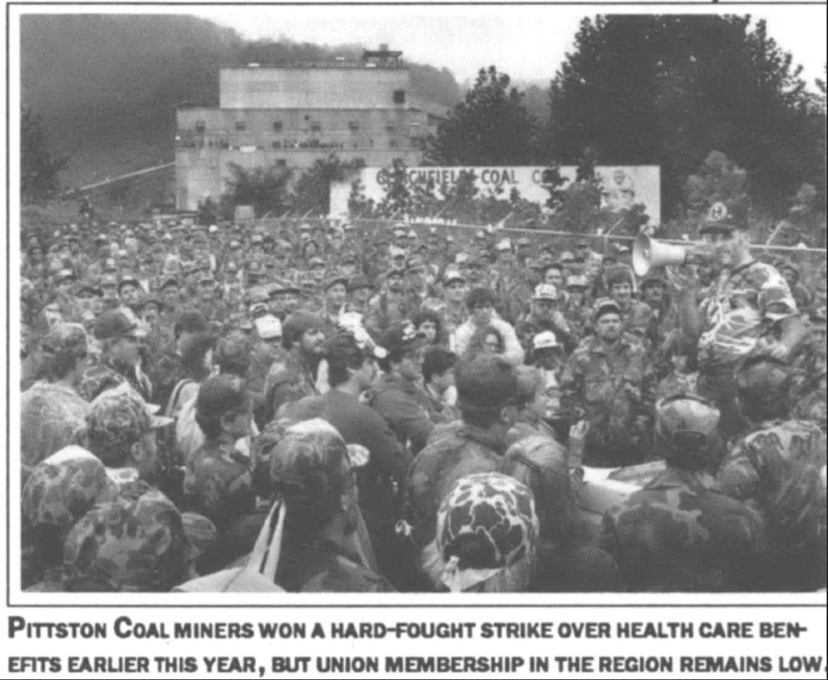 Pittston coal miners striking