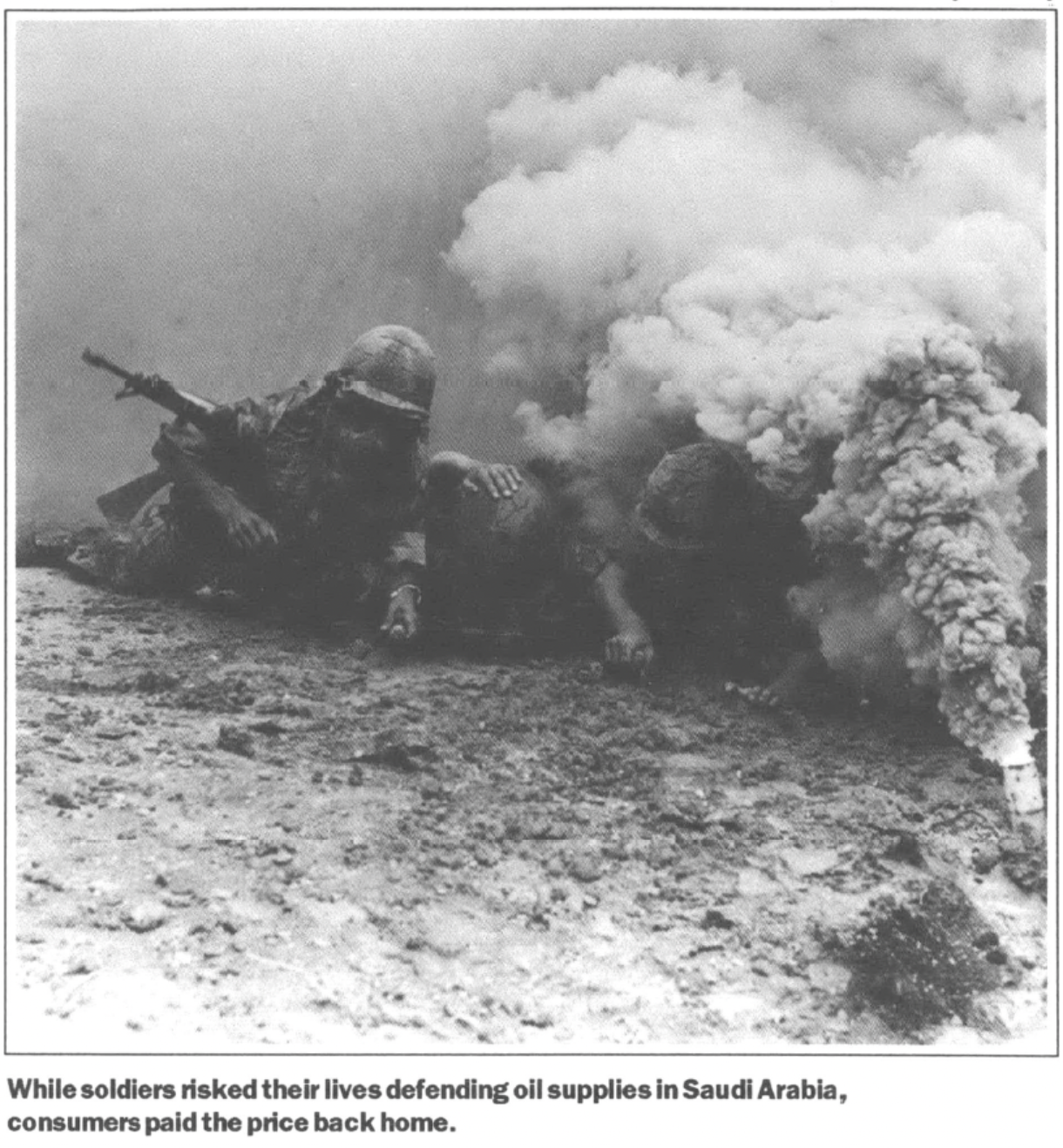 U.S. soldiers in war surrounded by smoke