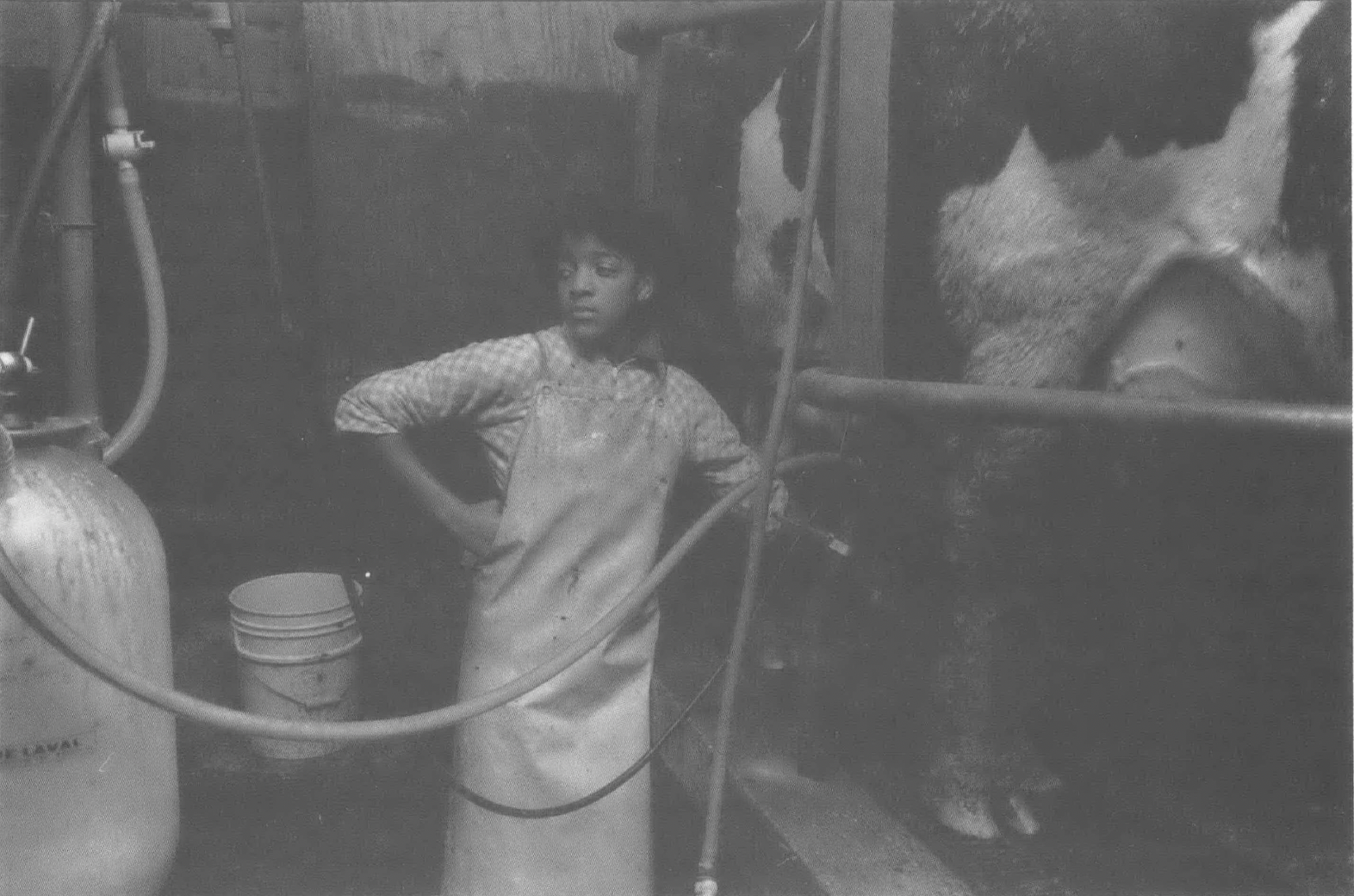 Child working in industrial room 