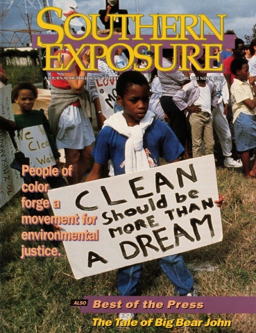 Magazine cover with photo of young Black boy at a protest holding a hand-lettered sign that reads "Clean should be more than a dream"